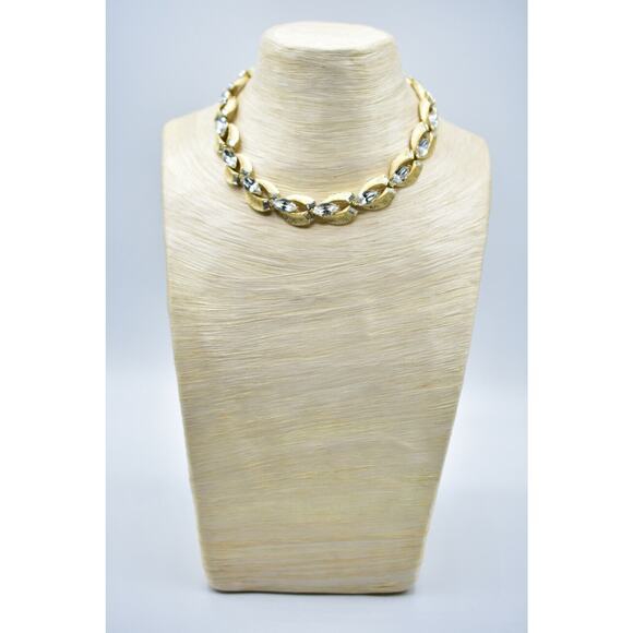 Lisner Vintage Marquise Crystal Collar Necklace Gold Rare Signed 1950s Bin1 - Picture 9 of 12